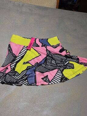 Simplicity Neon Geo Circle Skirt in Pink, Yellow & Black